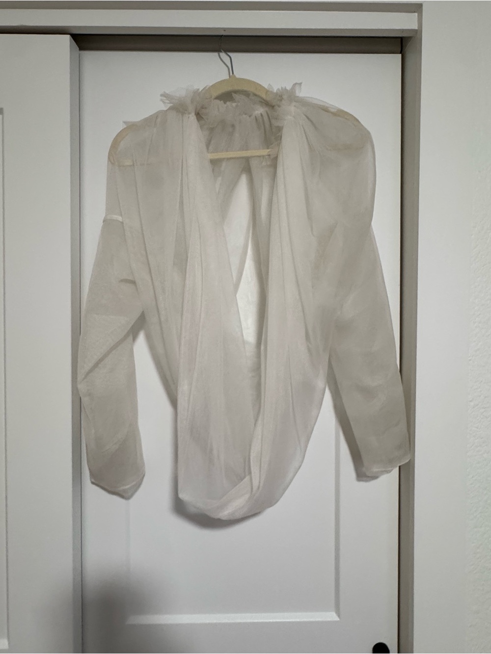 Vintage Sheer Ivory Blouse with Draped Front